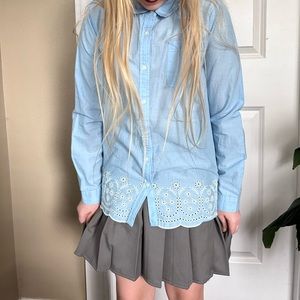 GAP Baby blue button down long sleeve shirt. Girl size 10